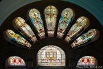 Bemalte Fenster mit der Darstellung der alten Wappen Sydneys, Queen Victoria Building
