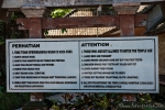 Die Tempelregeln, die nicht nur im Pura Luhur Batukaru in Tabanan gelten.