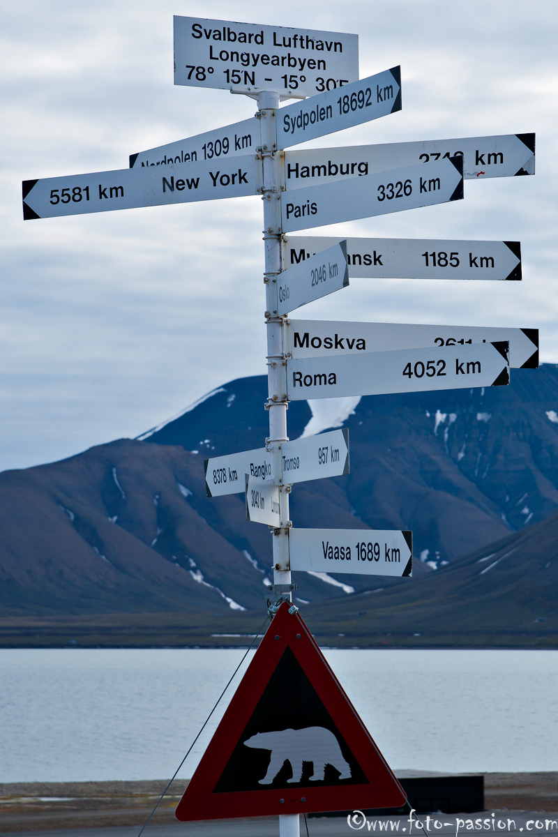 Wegweiser in Longyearbyen